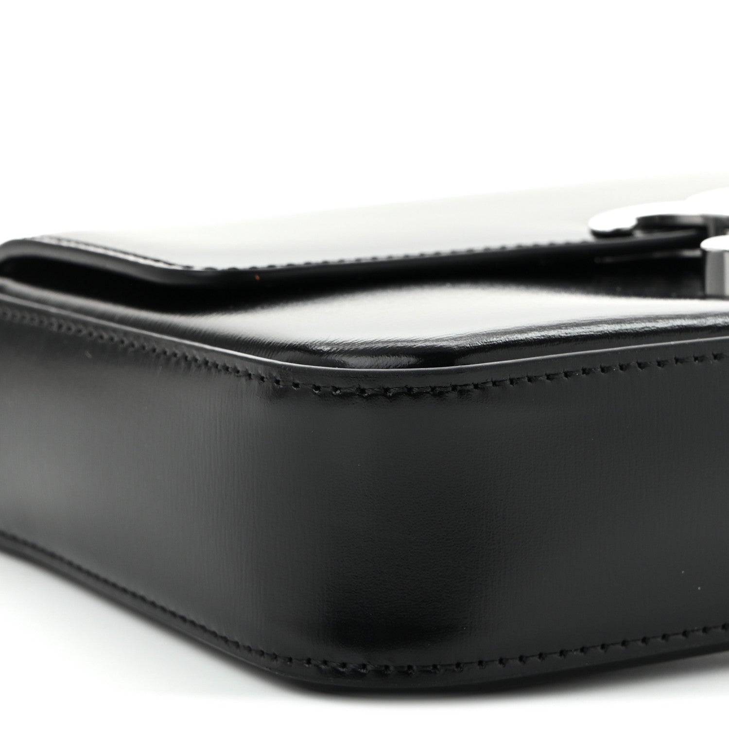 Shiny Calfskin Triomphe Chain Shoulder Bag Black
