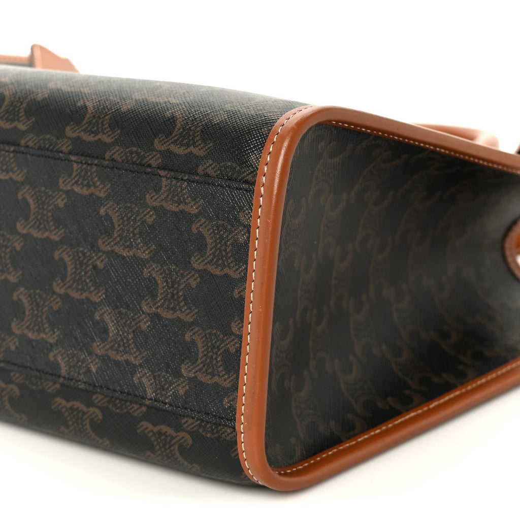 Triomphe Canvas Calfskin Mini Horizontal Cabas Tan