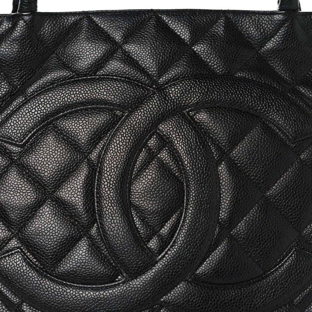 Caviar Quilted Medallion Tote Black