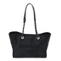 Mixed Fibers Calfskin Small Deauville Tote Black