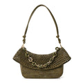 Raffia Calfskin Donut Chain Medium Ola Shoulder Bag Dark Khaki