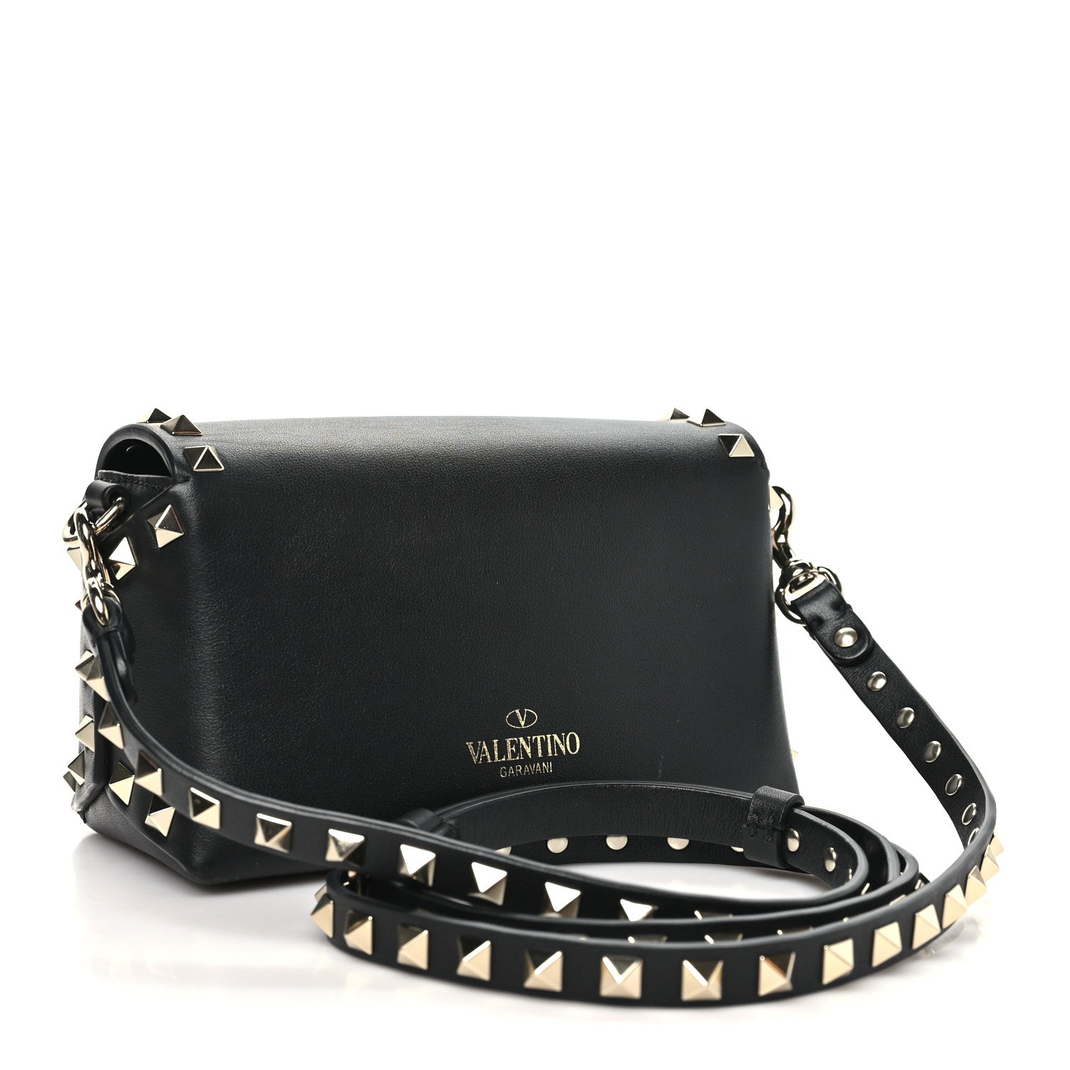 Vitello Mini Rockstud Crossbody Bag Black
