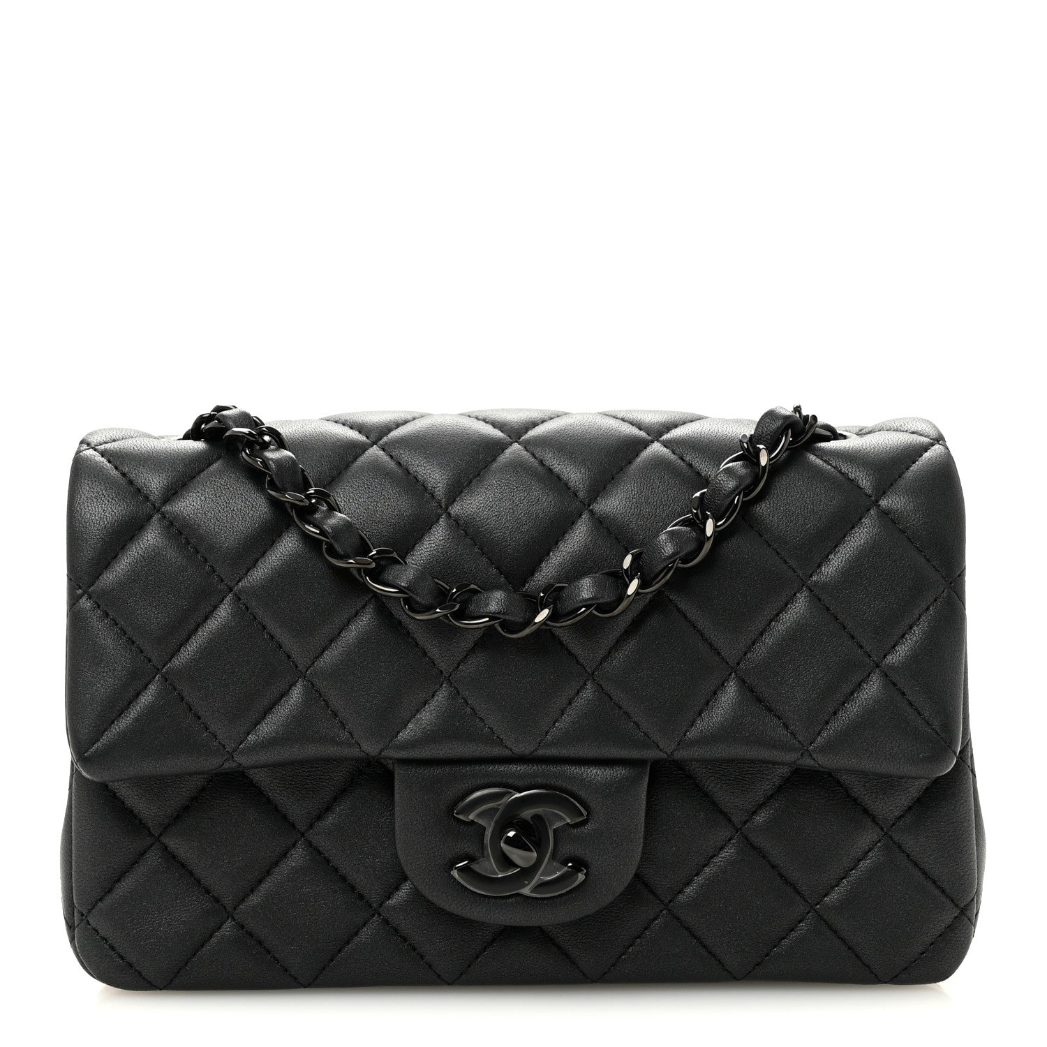 Lambskin Quilted Mini Rectangular Flap So Black