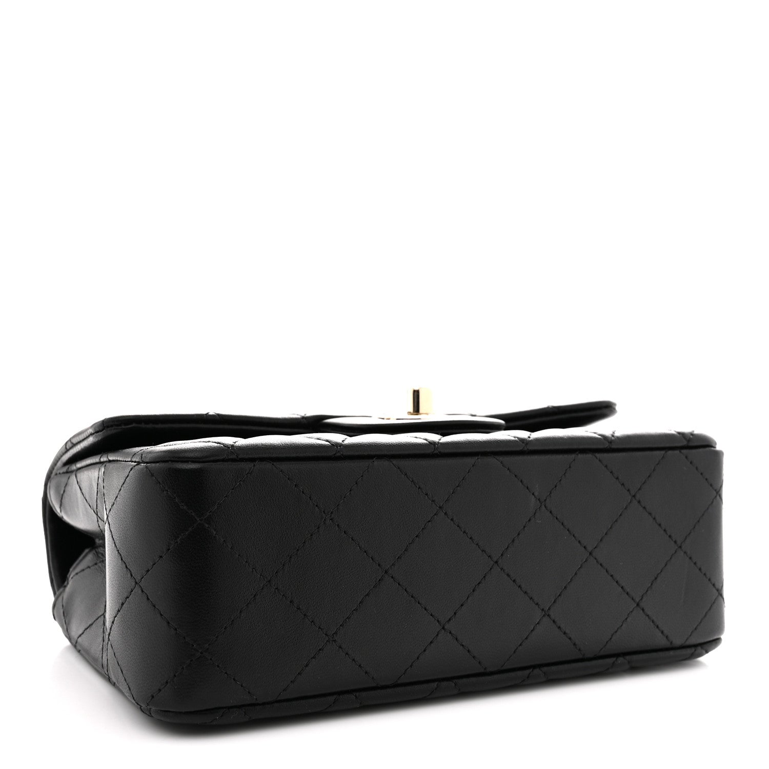 Lambskin Quilted Mini Rectangular Flap Black