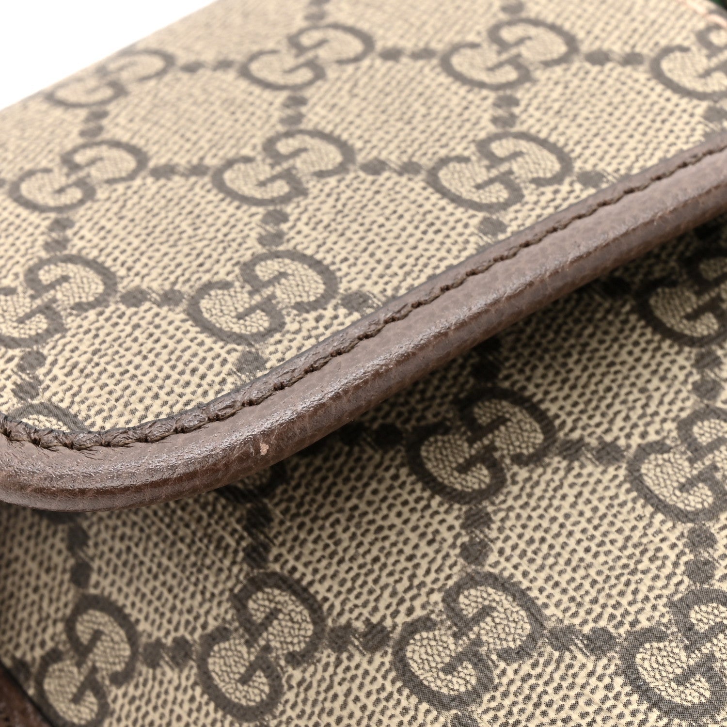 GG Supreme Monogram Web Small Ophidia Belt Bag Brown