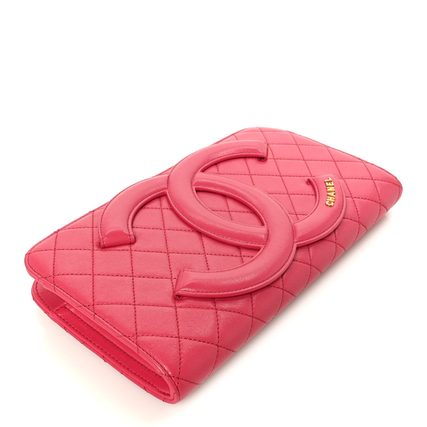 Lambskin Quilted Coco Midnight Clutch Dark Pink