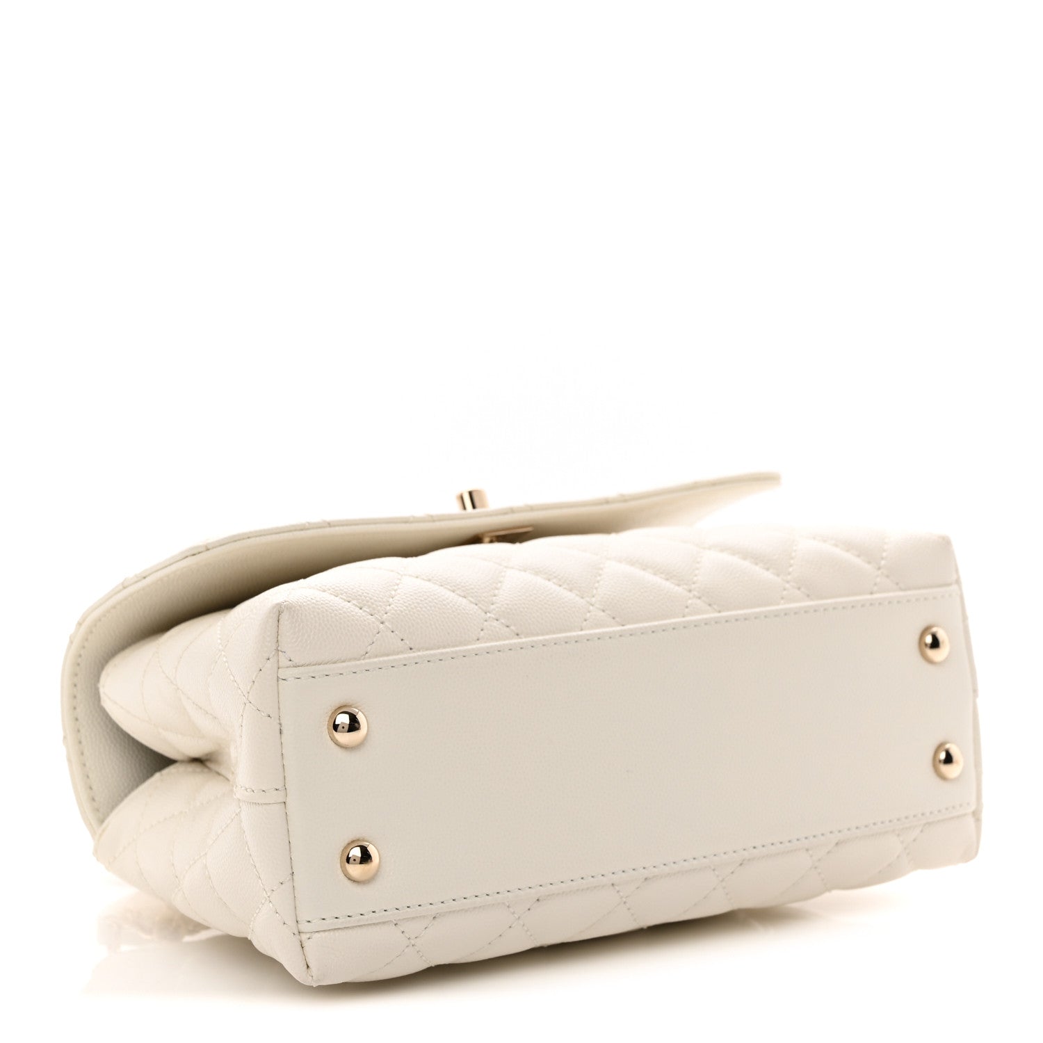 Caviar Quilted Mini Coco Handle Flap White