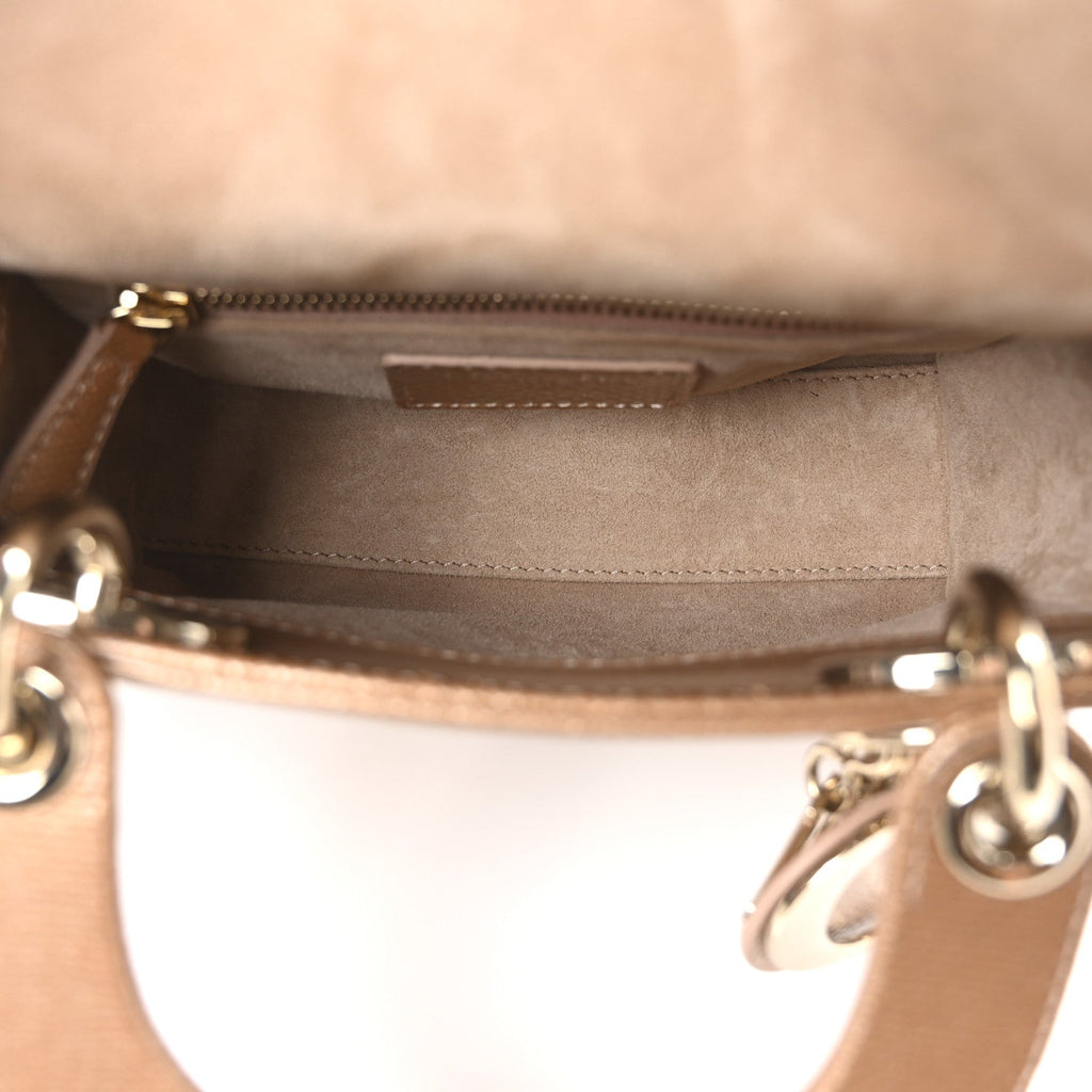 Metallic Lizard Mini Lady Dior Beige