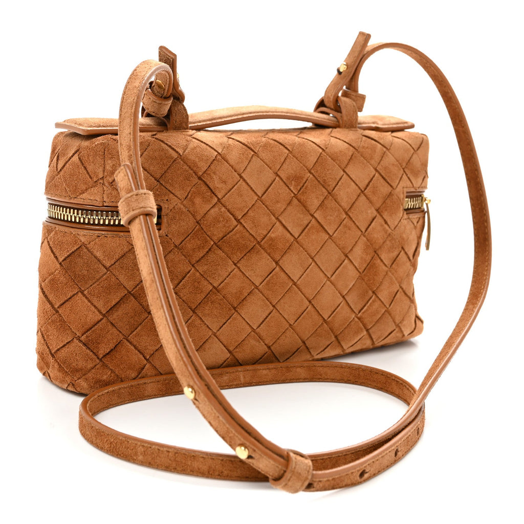 Suede Intrecciato Bang Bang Vanity Case Amber