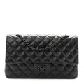 Lambskin Quilted Medium Double Flap So Black