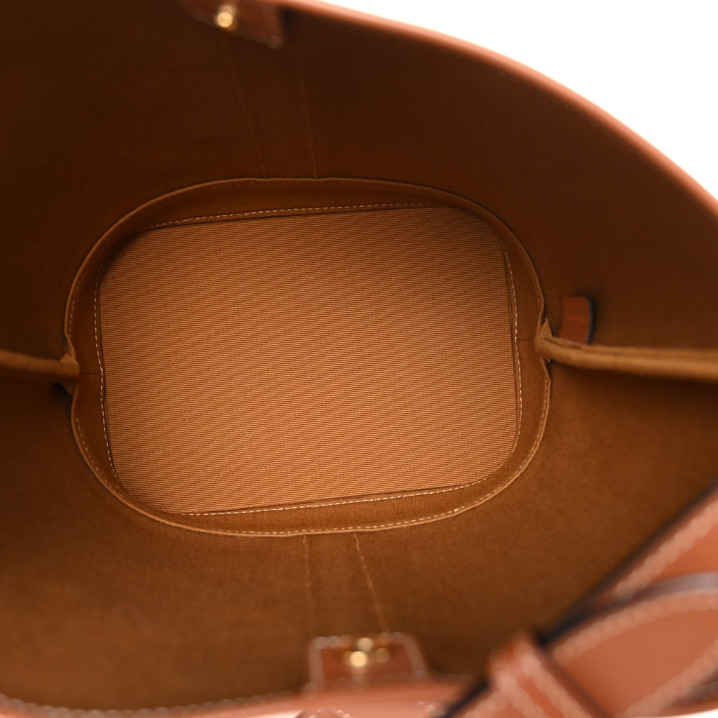 Triomphe Canvas Calfskin Small Bucket Bag Tan Tan