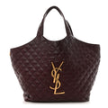 Lambskin Quilted Maxi Icare Shopping Tote  Rouge Cabernet