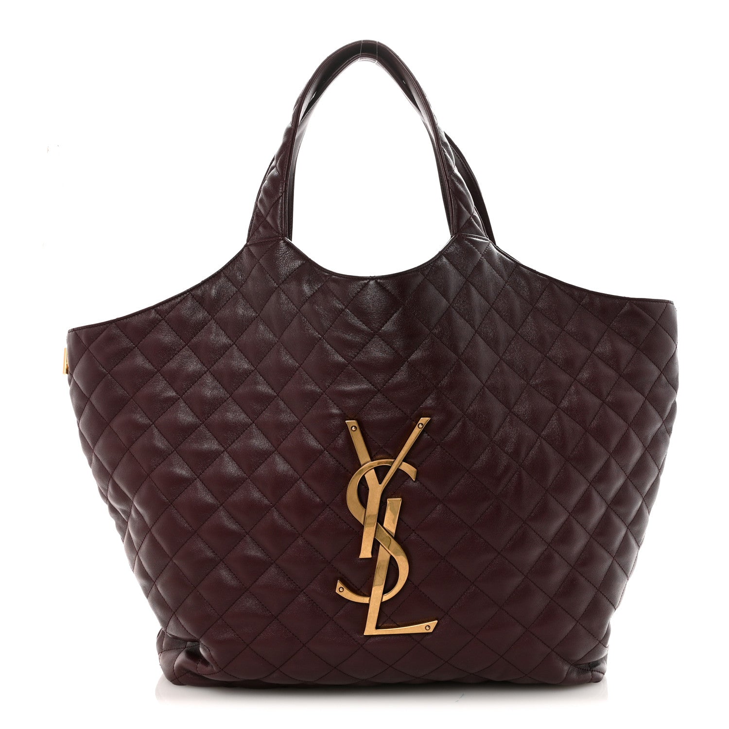 Lambskin Quilted Maxi Icare Shopping Tote  Rouge Cabernet