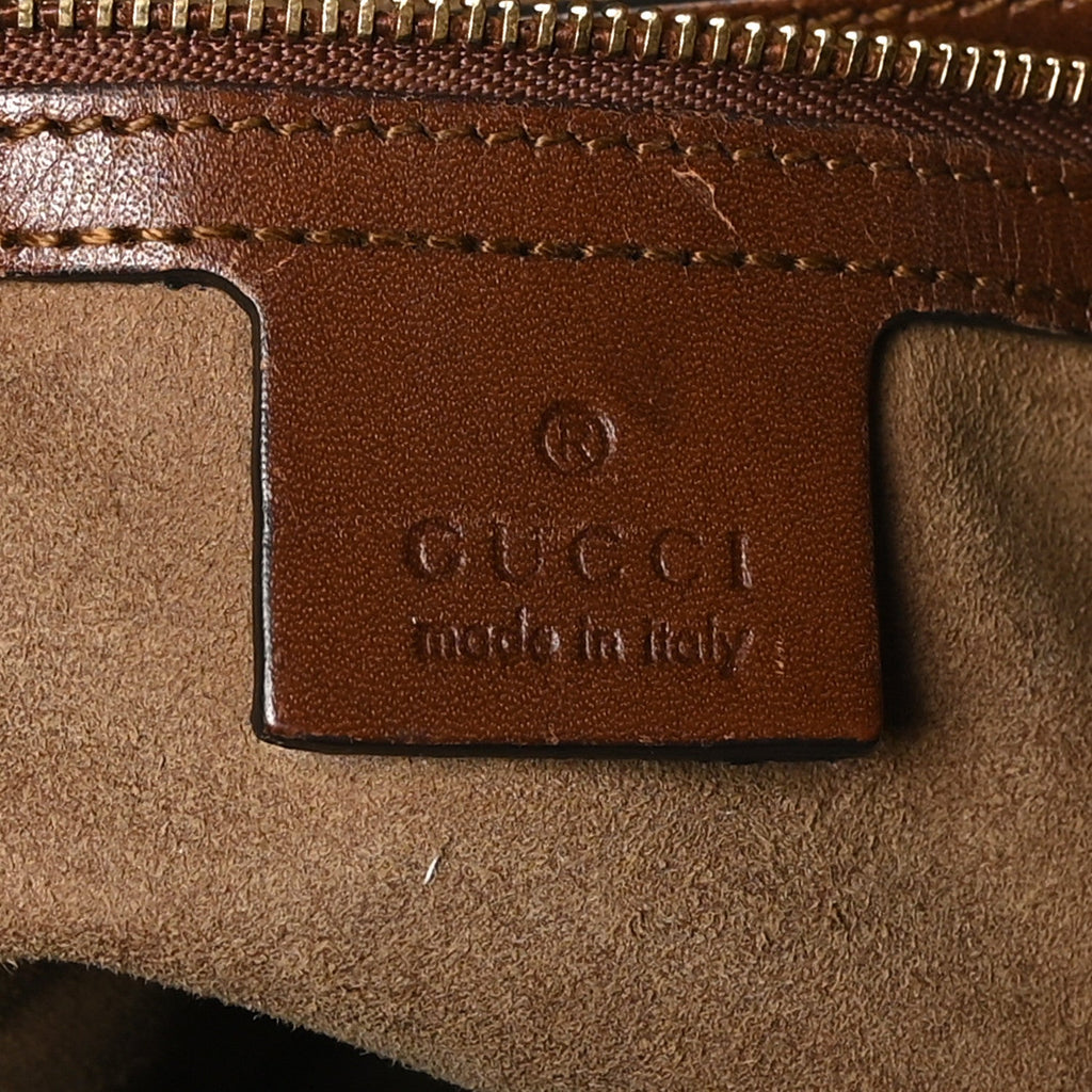 GG Supreme Monogram Linea A Foldover Tote Brown