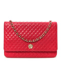 Lambskin Micro Quilted Wallet On Chain WOC Fuchsia