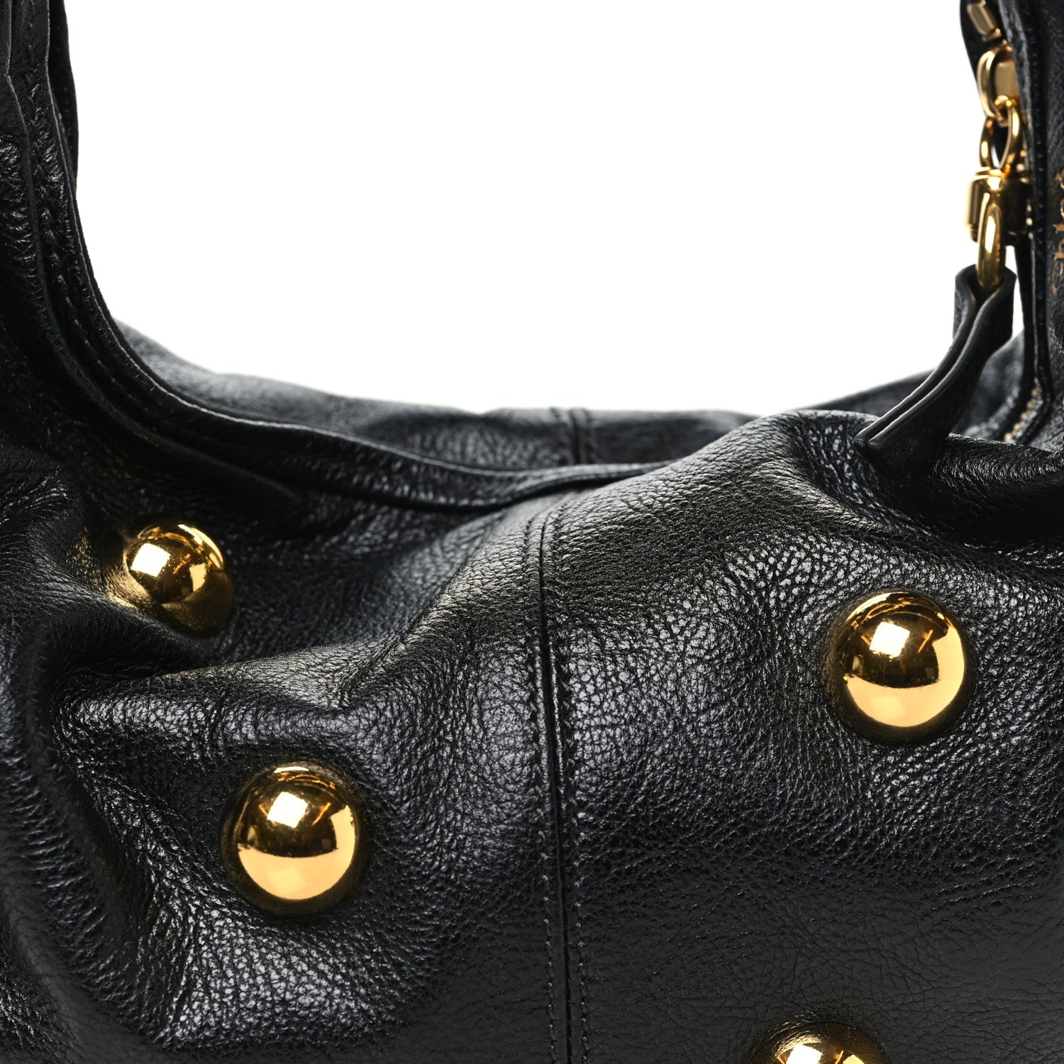 Calfskin Studded Small Bracelet Hobo Bag Black