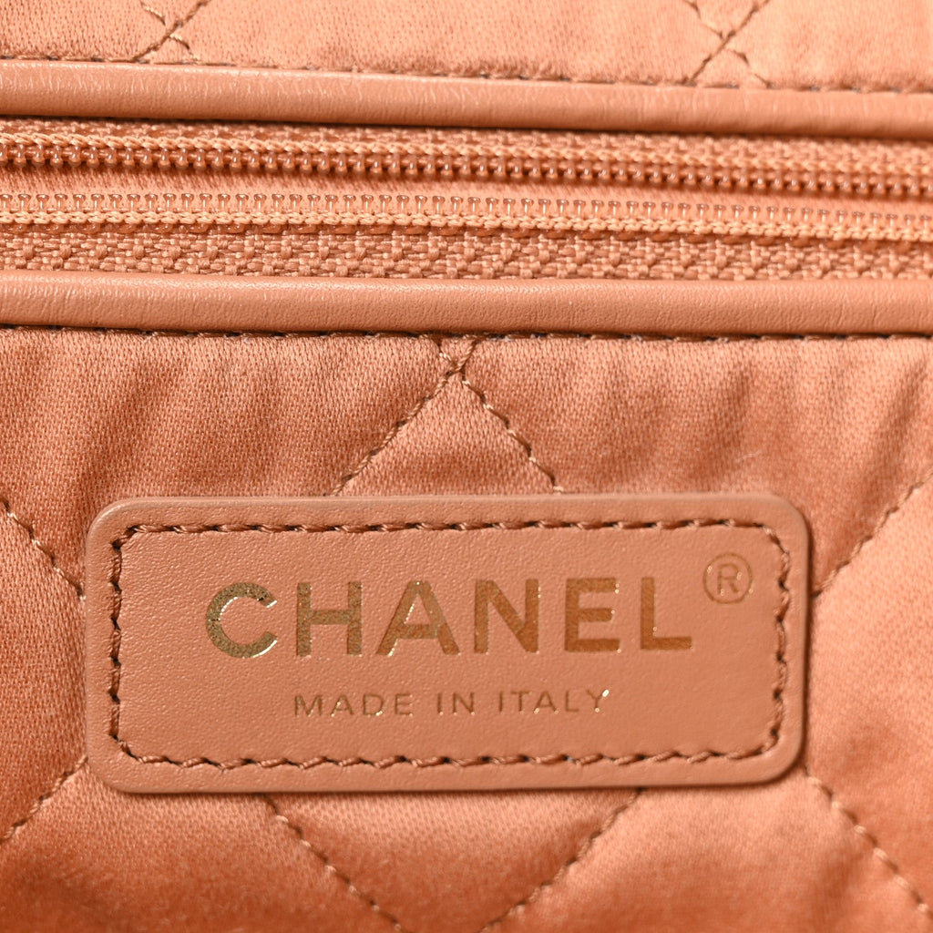 Shiny Calfskin Quilted Small Chanel 22 Beige