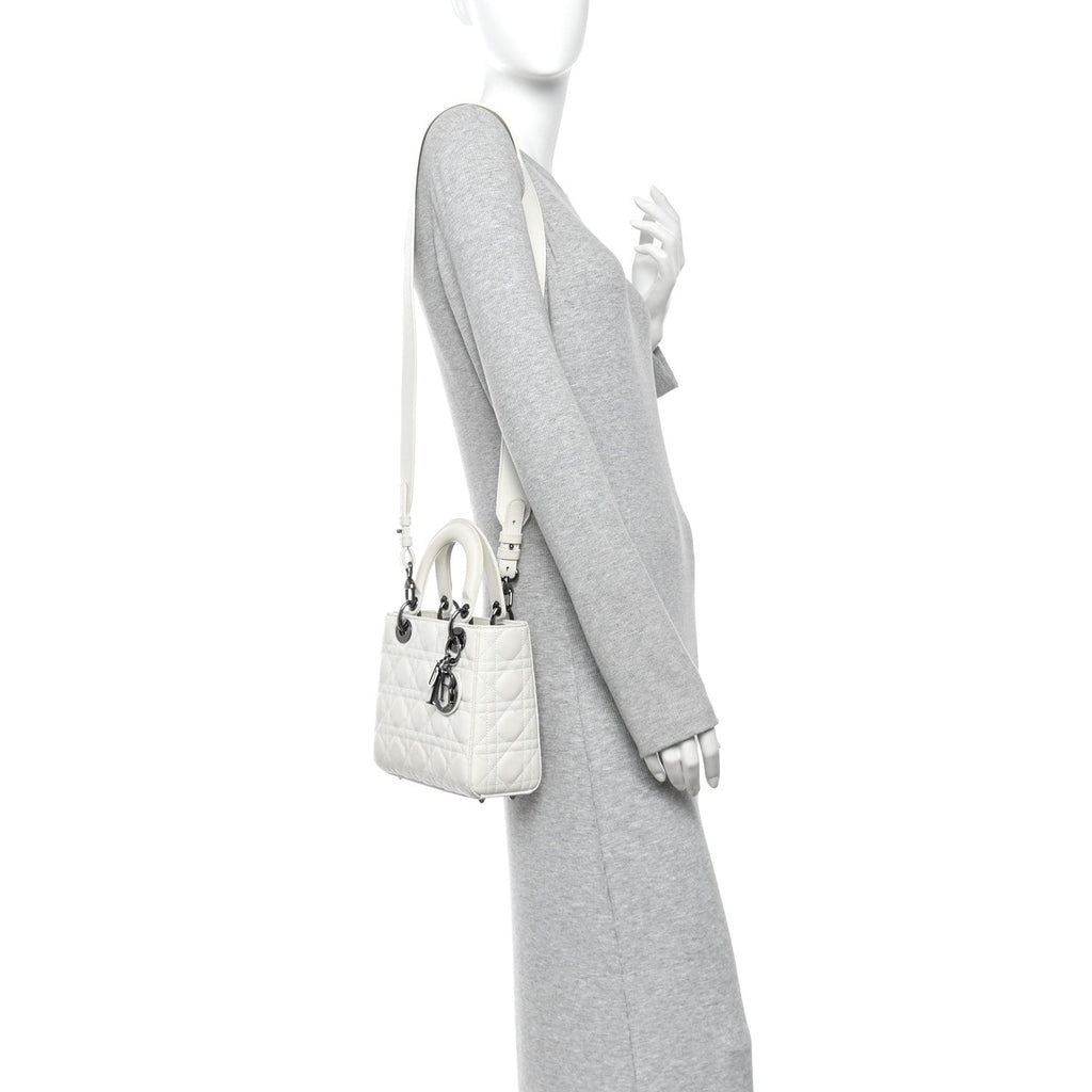 Lambskin Cannage Small My ABCDior Lady Dior White