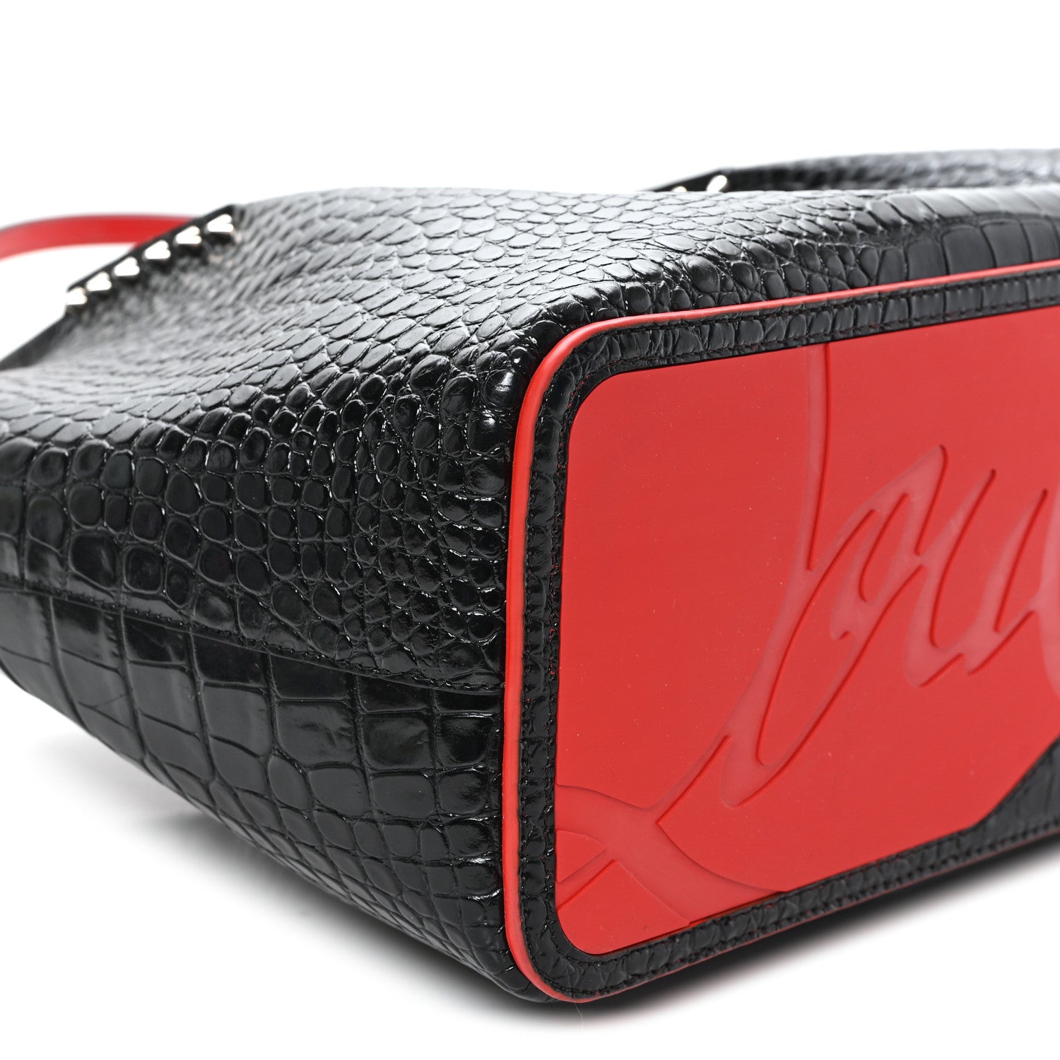 Calfskin Crocodile Embossed Spikes Large Cabarock Black