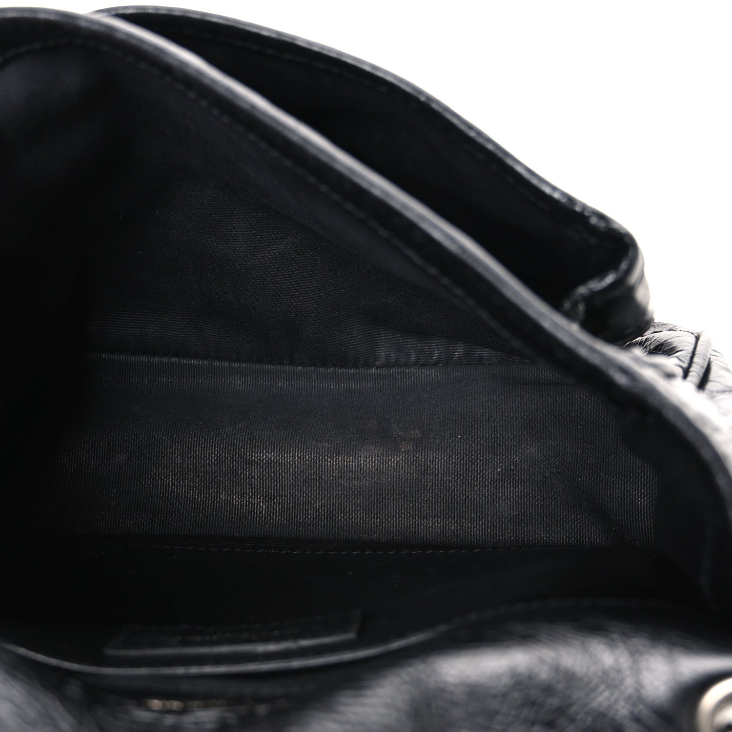 Crinkled Calfskin Matelasse Monogram Baby Niki Chain Satchel Black