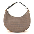 Wool Vitello Grace Small Houndstooth Small Fendigraphy Hobo Bag Beige Ebano