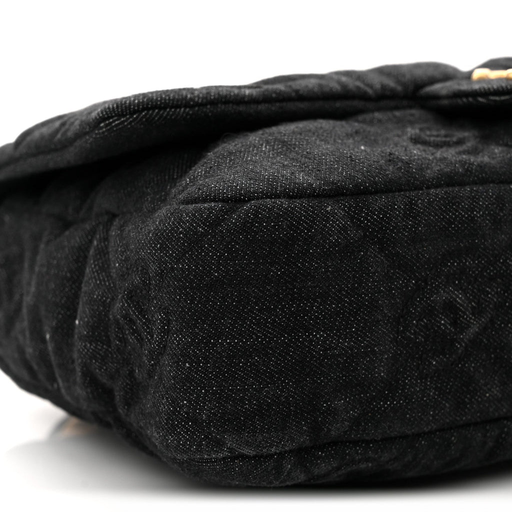 Denim Quilted Medium Funky Town Flap Black