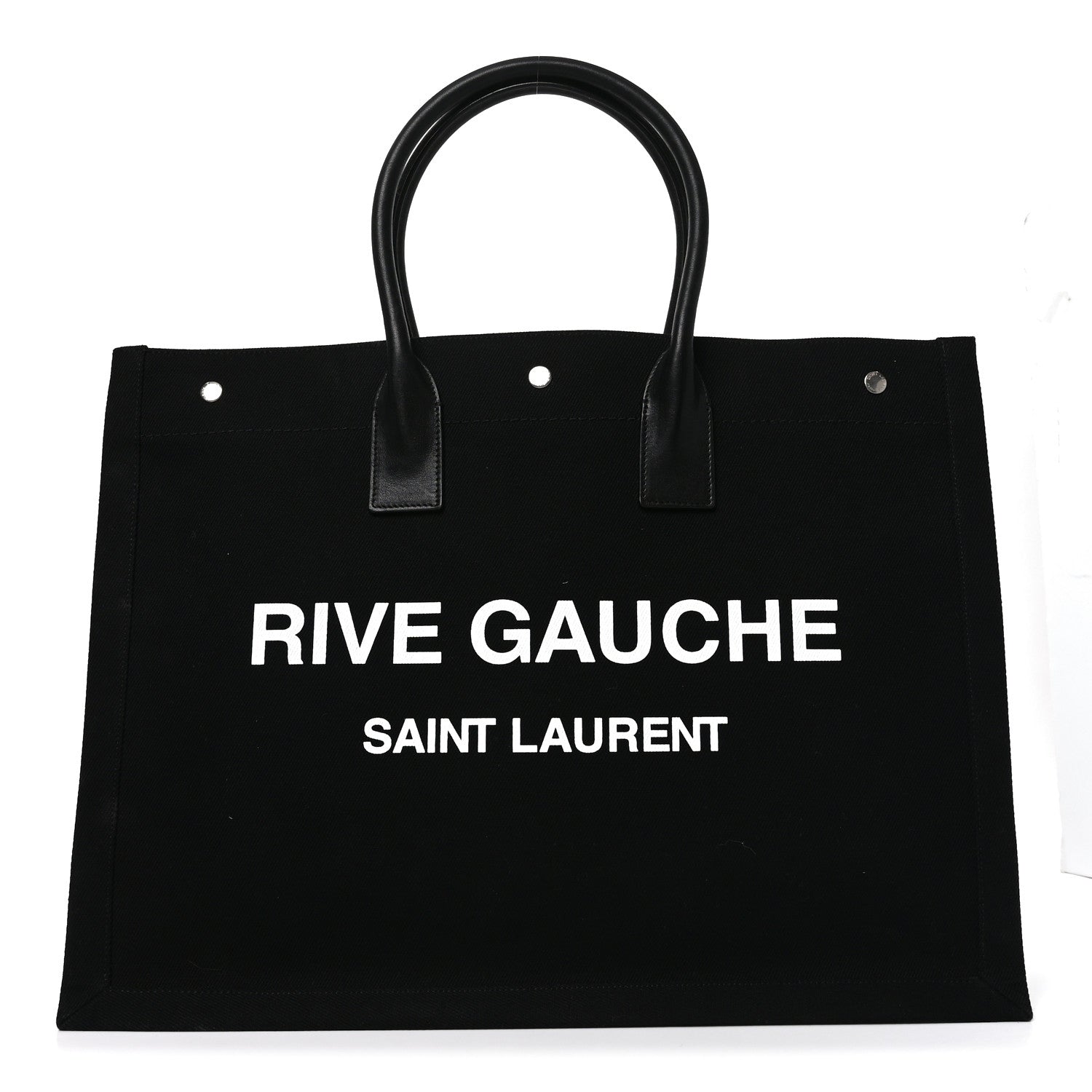 Linen Calfskin Rive Gauche Tote Black