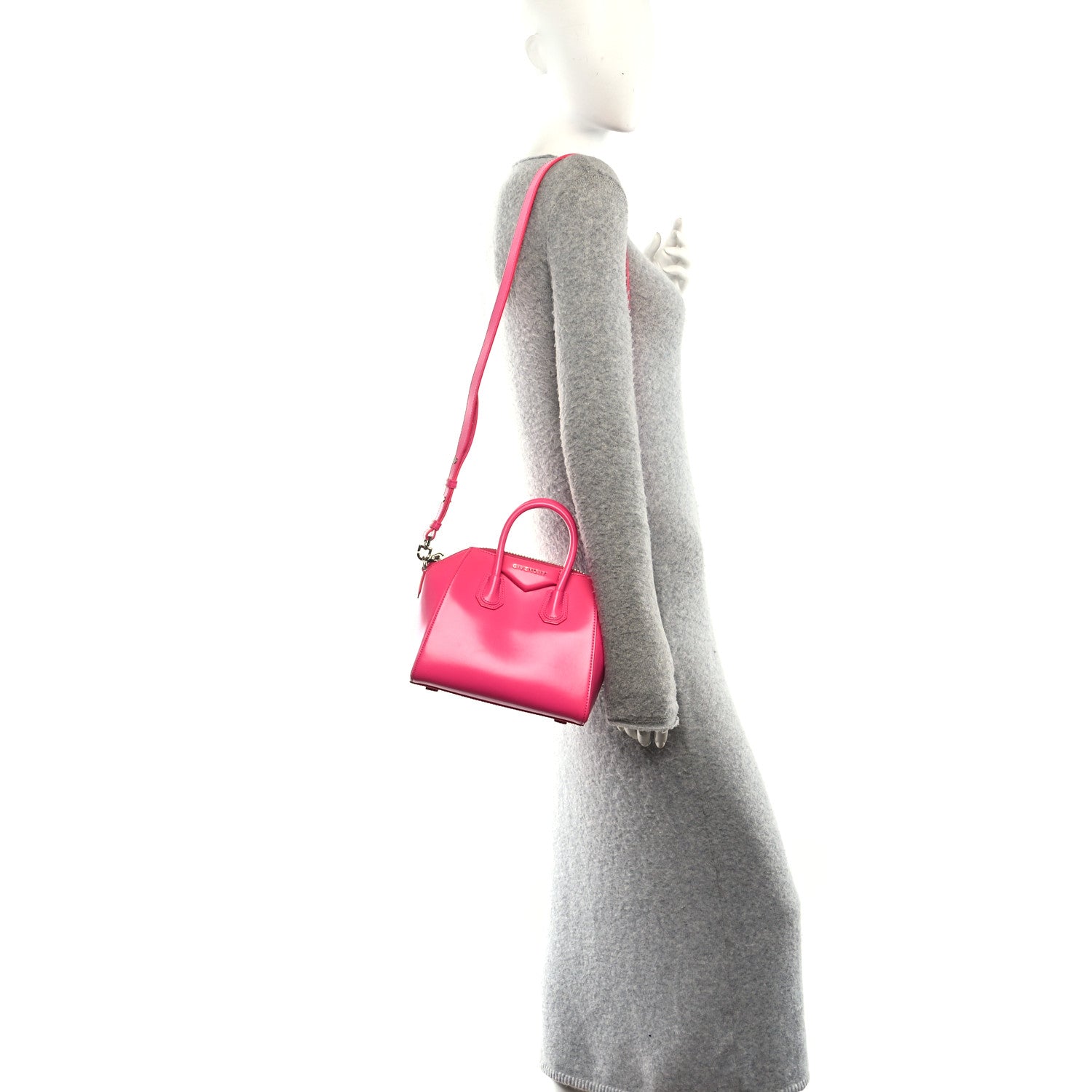 Shiny Lord Calfskin Mini Antigona Shocking Pink