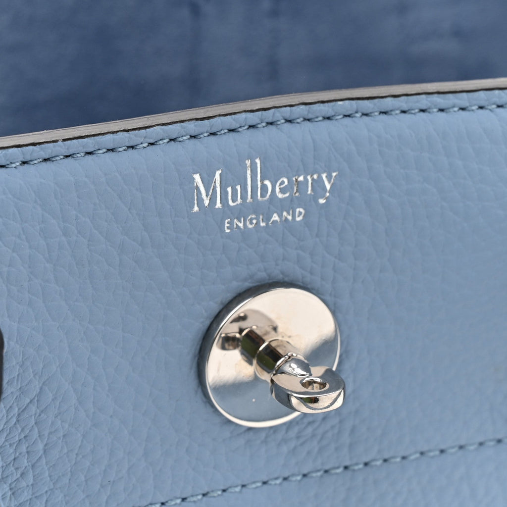 Classic Grain Calfskin Small Bayswater Porcelain Blue