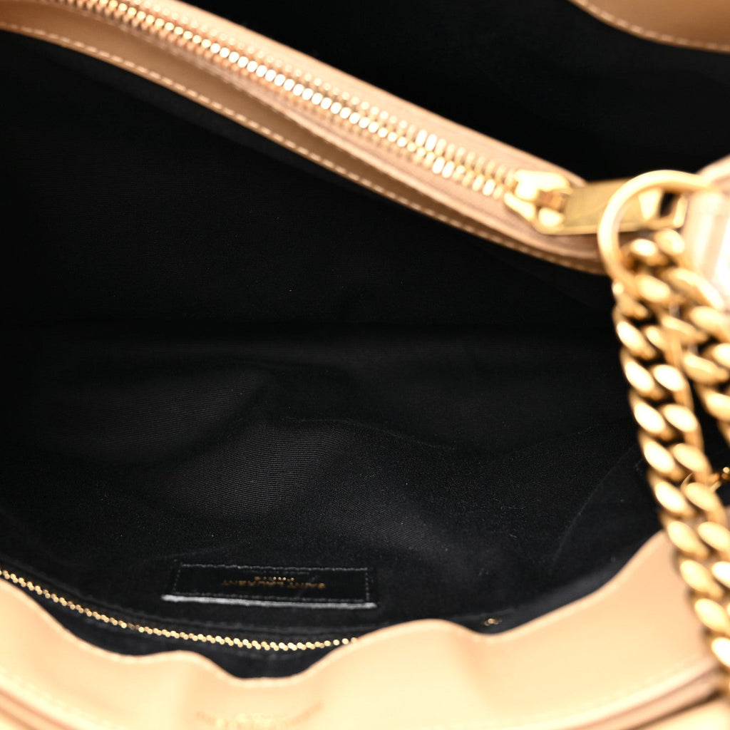 Calfskin Y Quilted Monogram Medium Loulou Chain Satchel Dark Beige