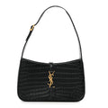 Calfskin Crocodile Embossed Le 5 A 7 Hobo Black