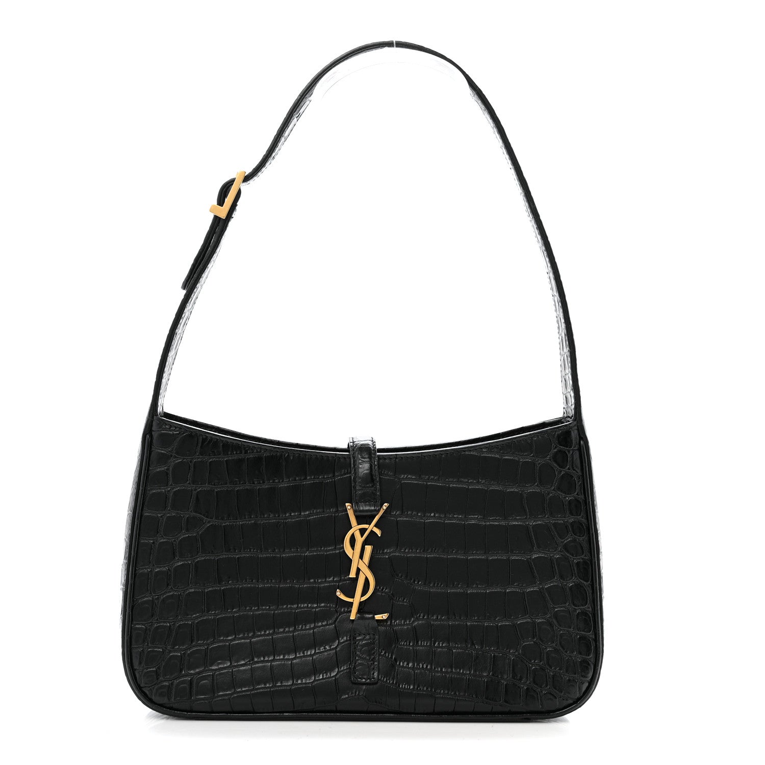 Calfskin Crocodile Embossed Le 5 A 7 Hobo Black
