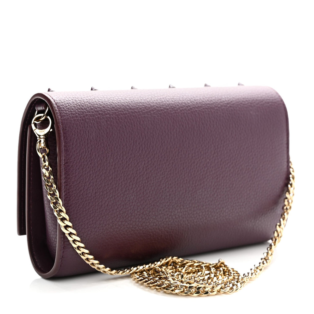 Calfskin Spikes Loubinthesky Paloma Clutch Merlot