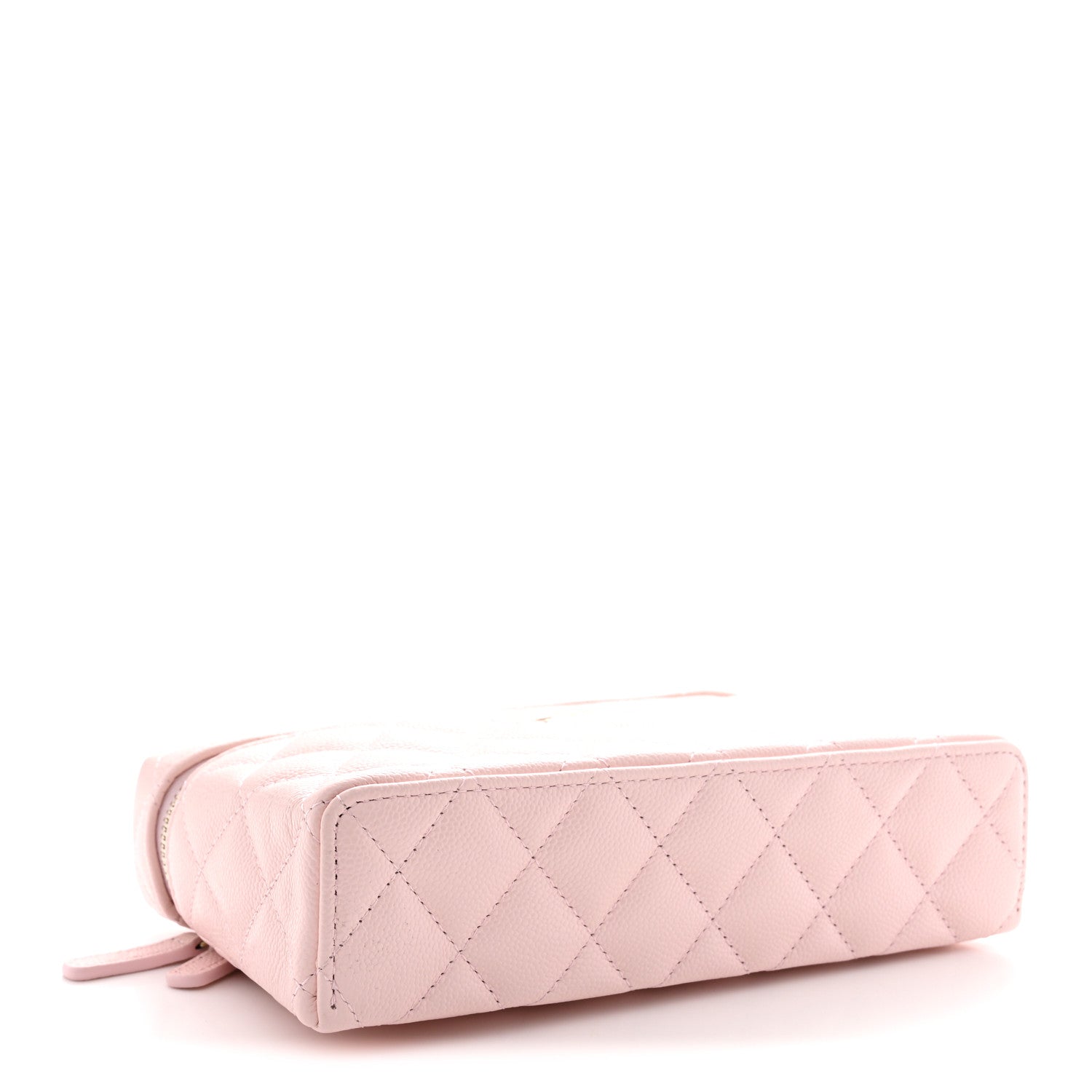 Caviar Quilted Top Handle Slim Vanity With Chain Light Pink
