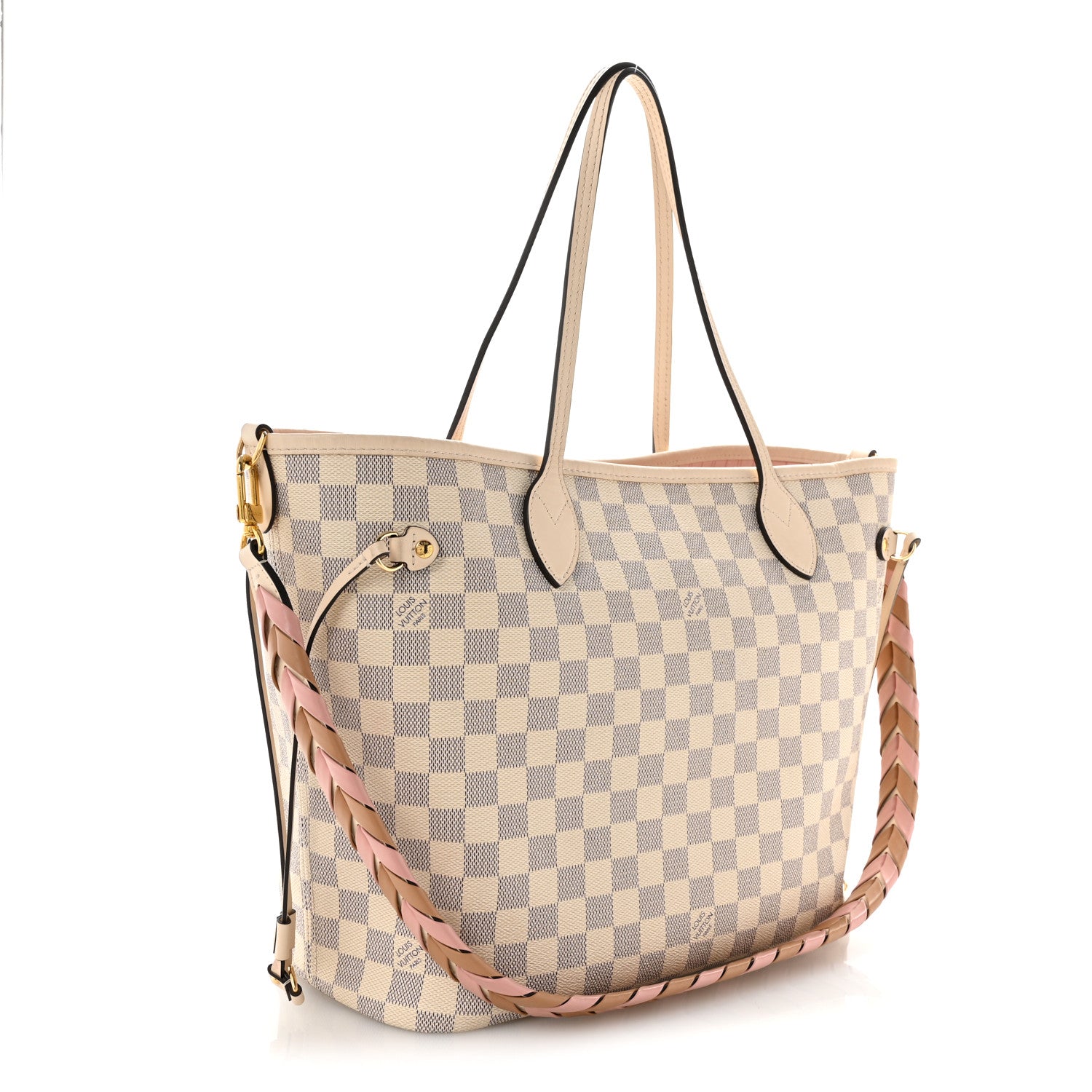 Damier Azur Braided Neverfull MM Pink