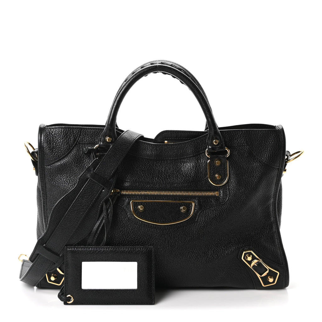 Chevre Gold Metallic Edge Hardware City Black