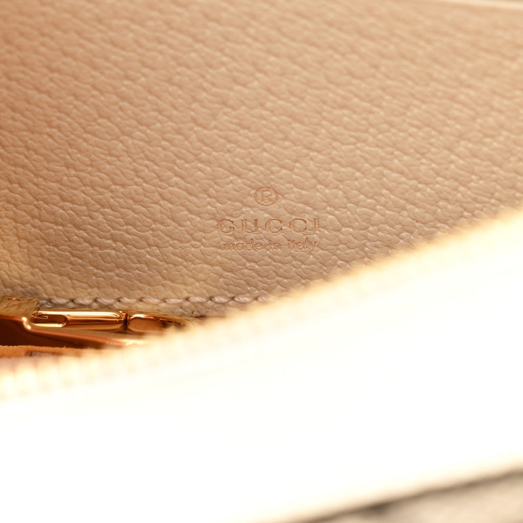GG Supreme Monogram Textured Dollar Calfskin Web Mini Ophidia Half Moon Hobo Beige Ebony Mystic White