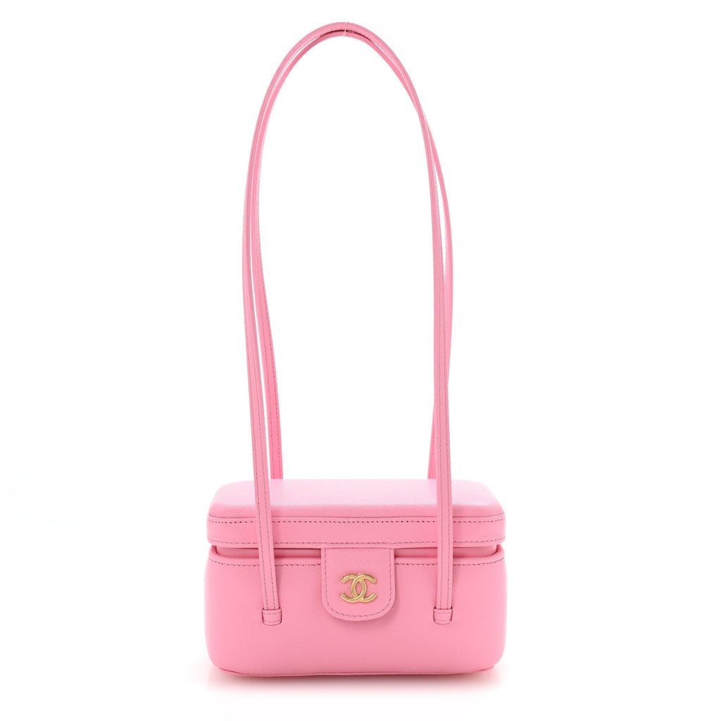 Shiny Caviar Preppy Coco Long Vanity With Strap Rose
