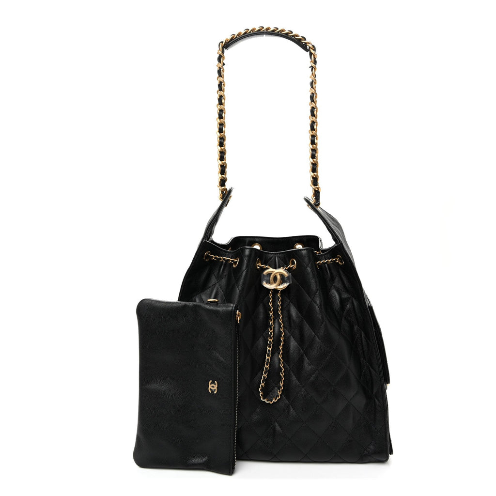 Caviar Quilted Medium Chanel 25 Handbag Black
