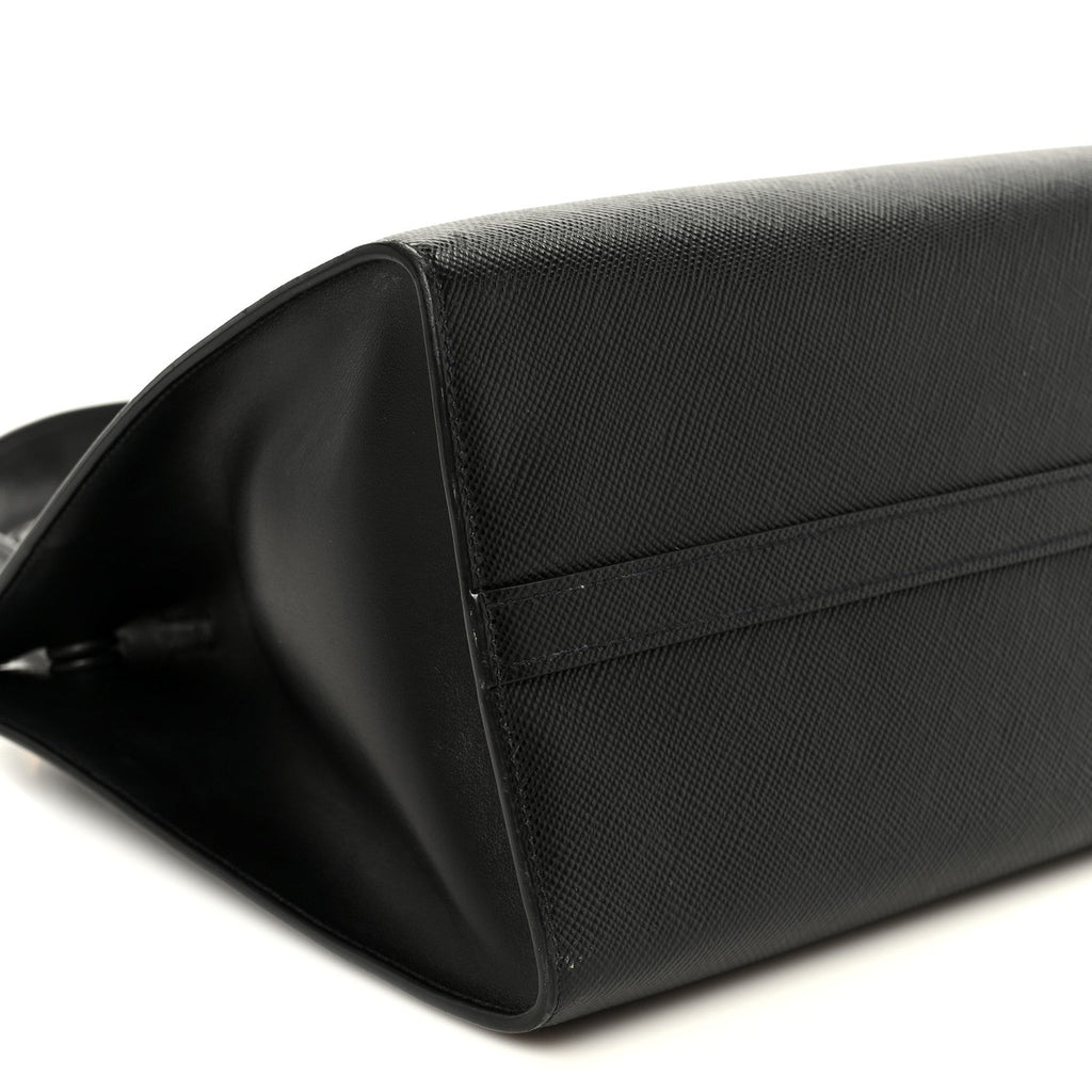 Saffiano Cuir Calfskin Medium Monochrome Top Handle Tote Black