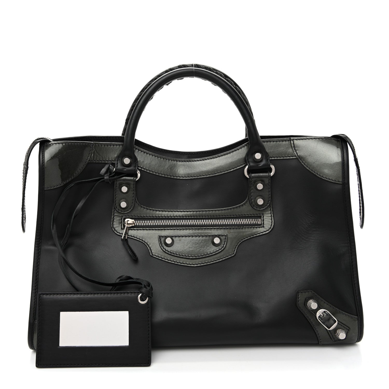 Smooth Calfskin Metallic Patent Giant 12 Silver Hardware City Vert Poker Fonce