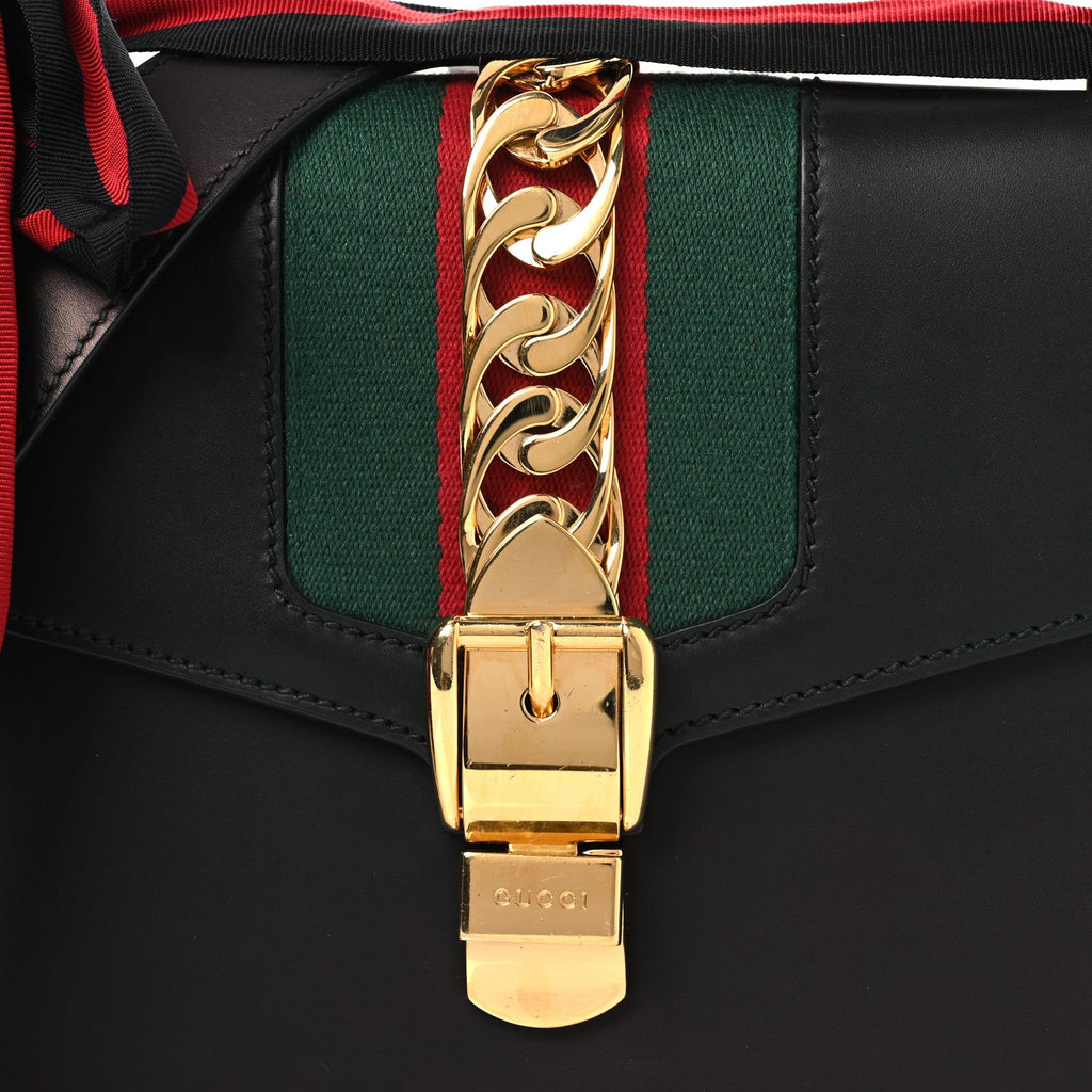 Calfskin Small Sylvie Shoulder Bag Black