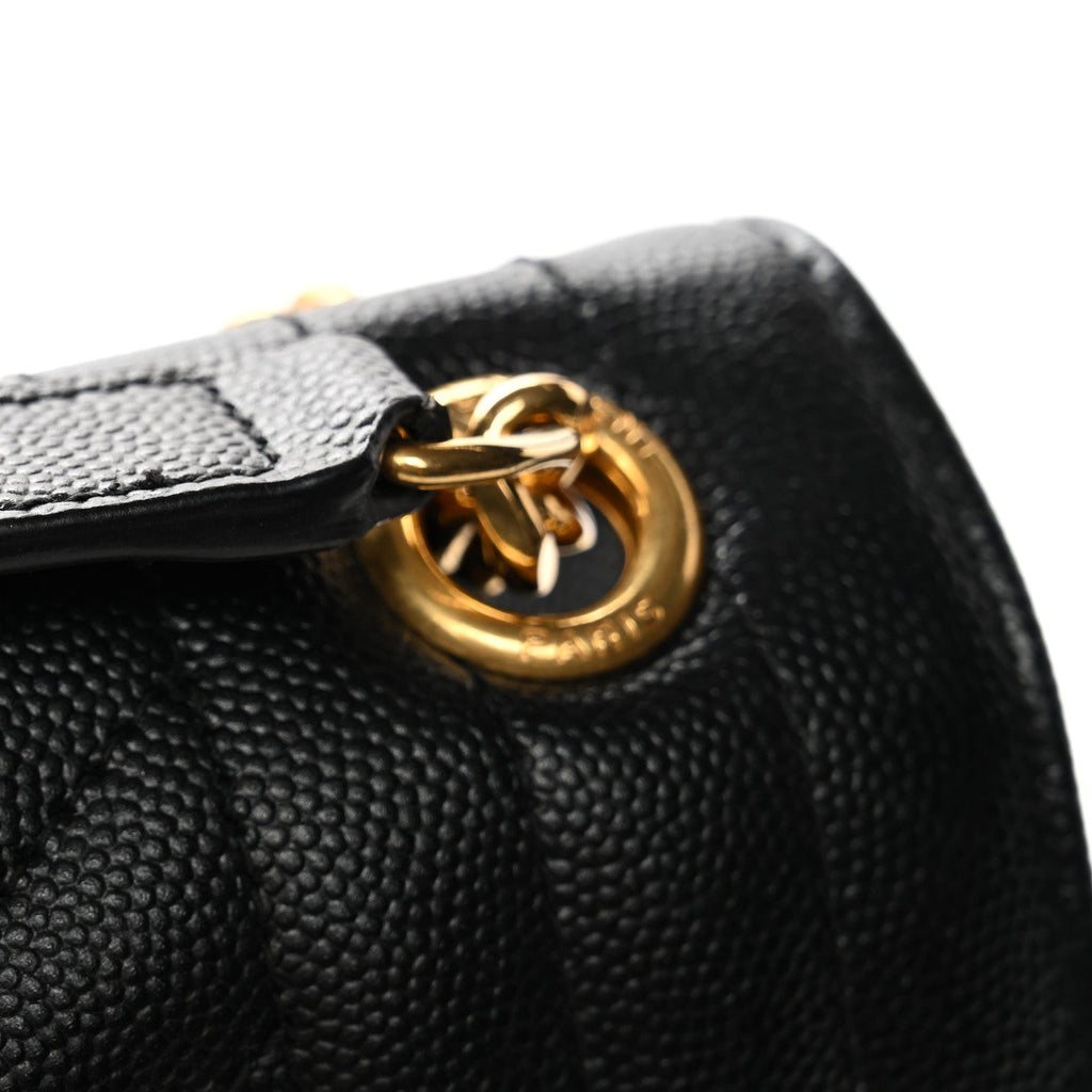Grain De Poudre Textured Mixed Matelasse Triquilt Medium Monogram Satchel Black Black