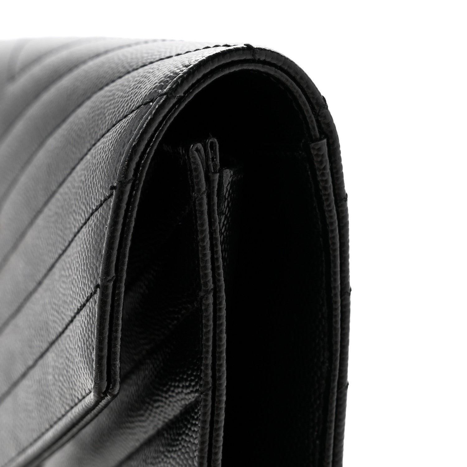 Grain De Poudre Matelasse Chevron Monogram Envelope Clutch Black