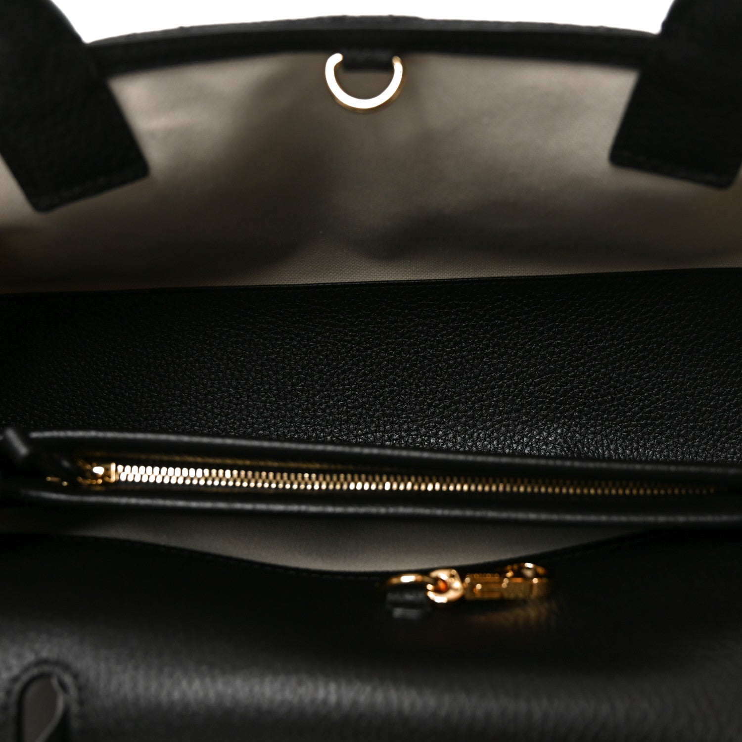 Grained Calfskin Stitched Urban Essentials Small Shopping Bag Black