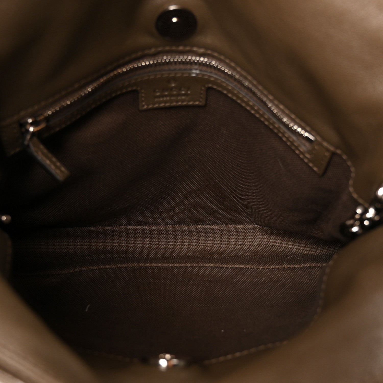 Sakai Be Green Calfskin Diagonal Stitched Small Blondie Tote Craclet Brown