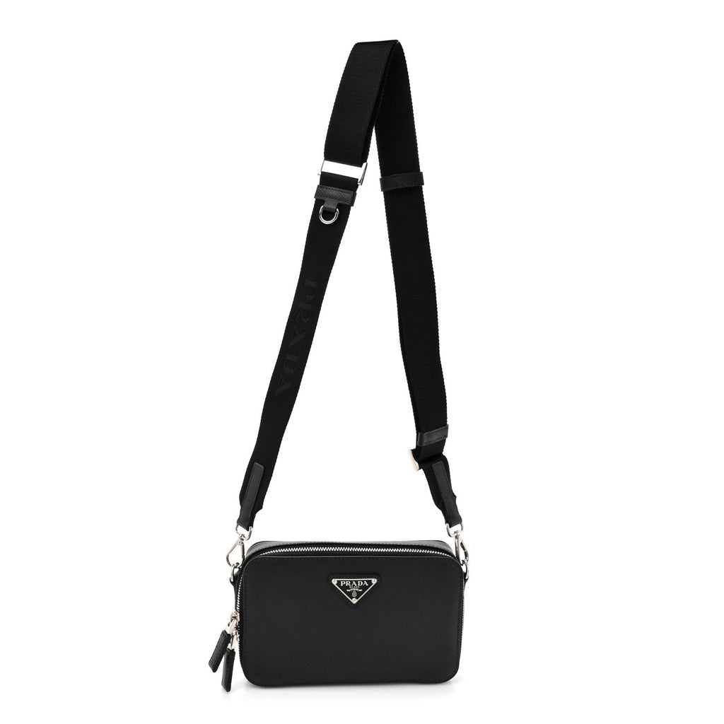 Saffiano Travel Small Brique Crossbody Bag Black