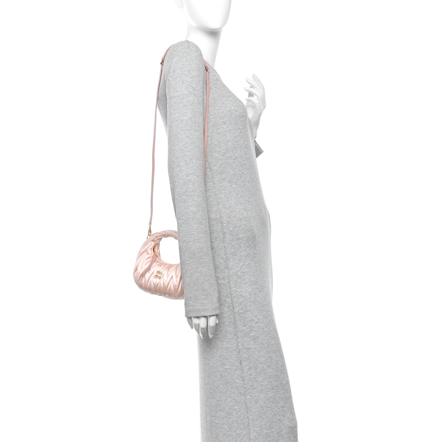 Satin Matelasse Mini Wander Hobo Alabaster Pink