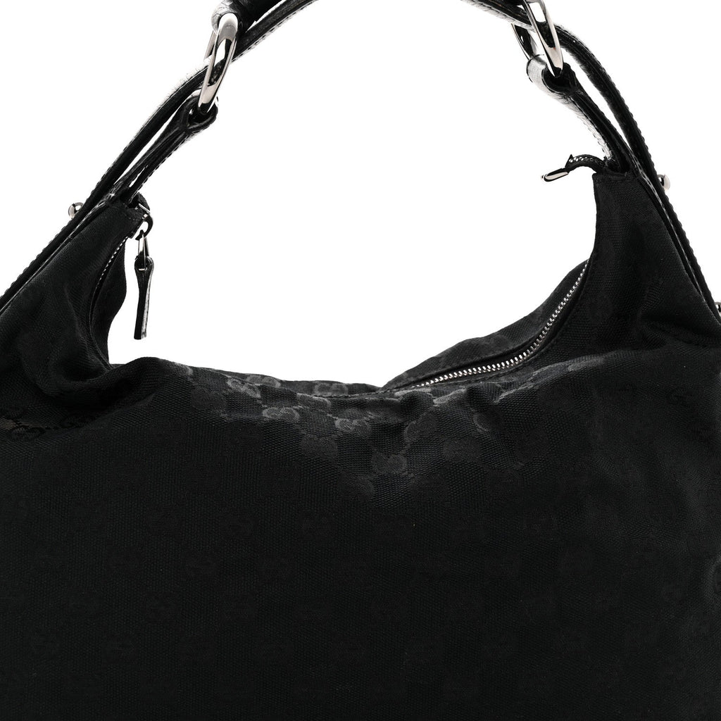 Monogram Medium Horsebit Chain Hobo Black