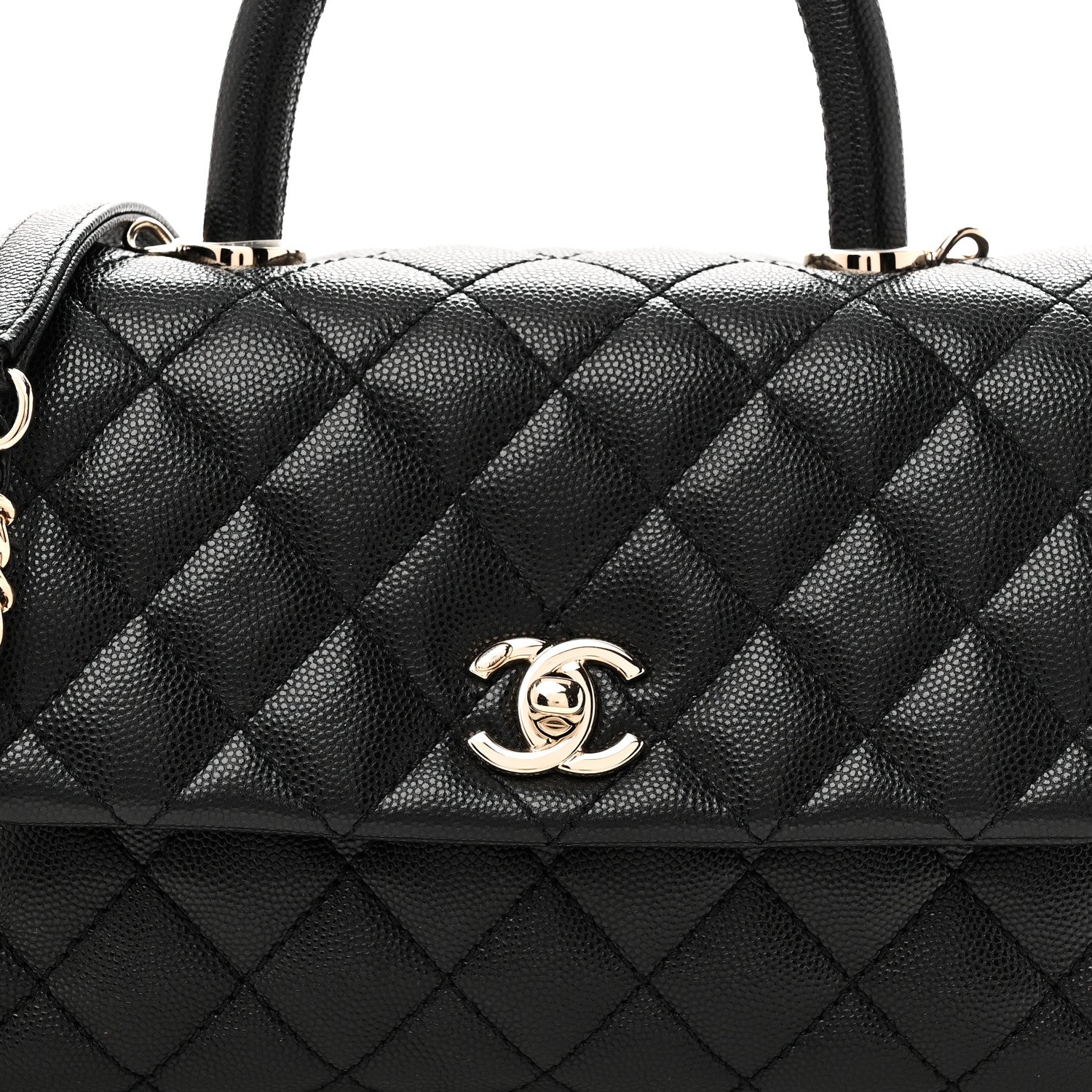 Caviar Quilted Mini Coco Handle Flap Black